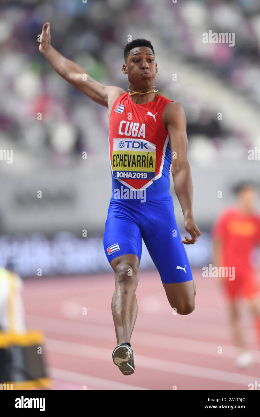 Juan Miguel Echevarria (Cuba). Salto en largo varones medalla de bronce.  Campeonatos del Mundo de Atletismo de la IAAF, Doha 2019 Fotografía de  stock - Alamy