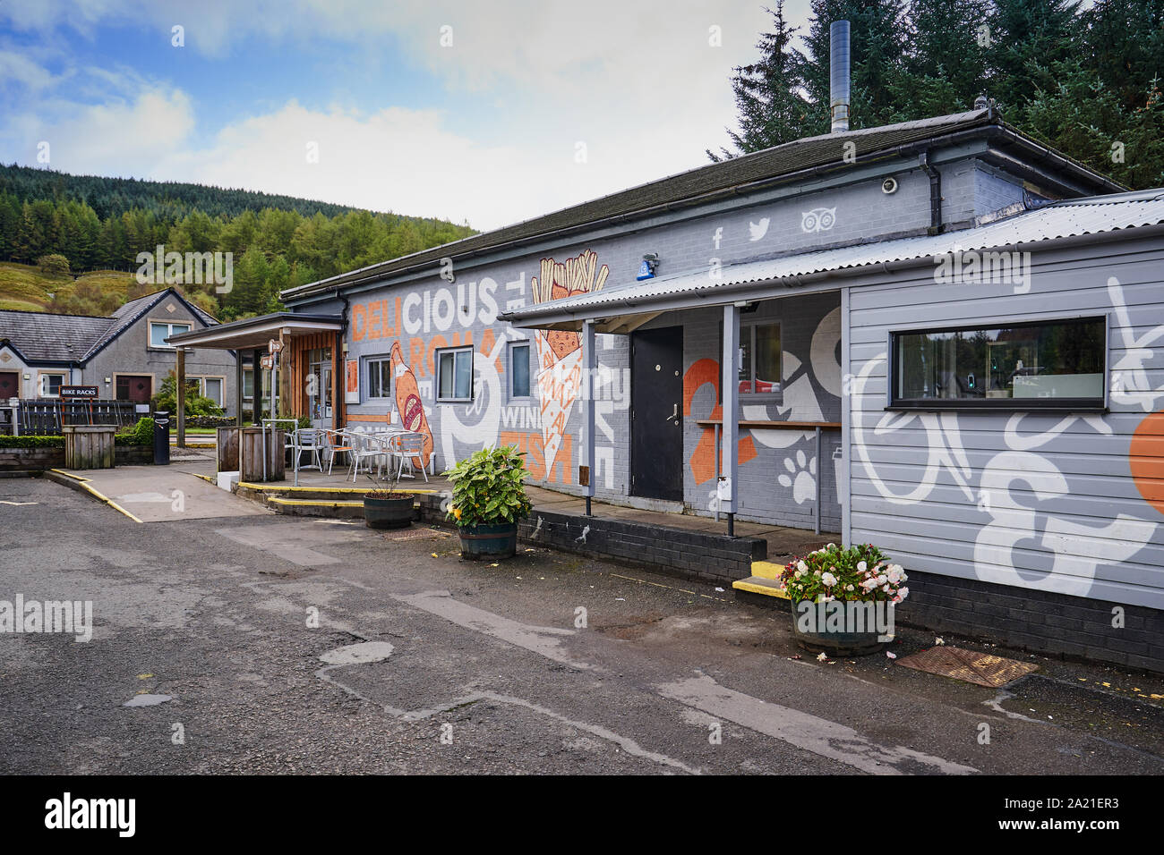 La verdadera comida, Cafe, Tyndrum, Crianlarich, Escocia. Foto de stock