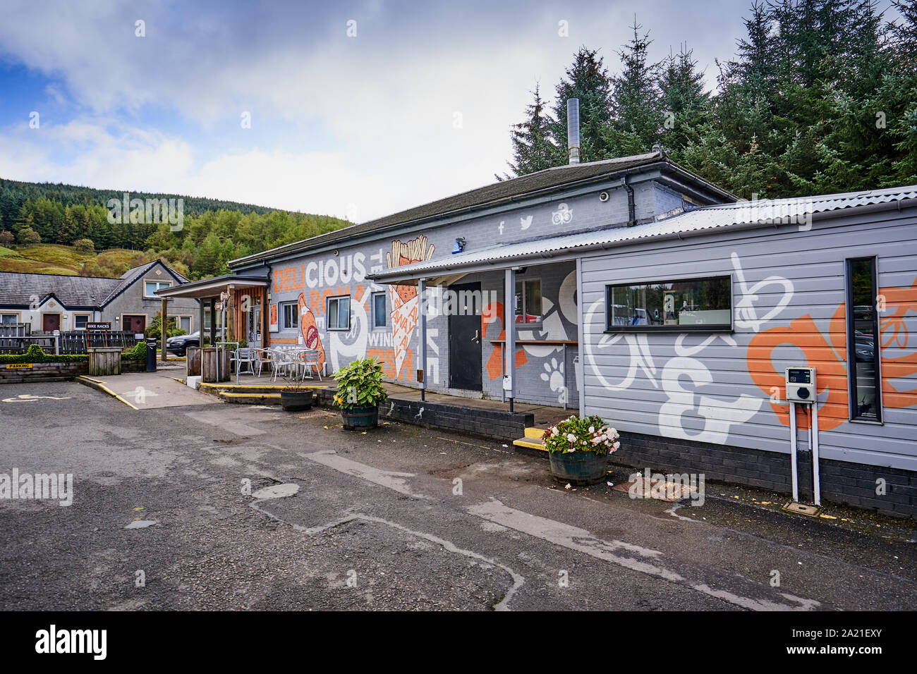 La verdadera comida, Cafe, Tyndrum, Crianlarich, Escocia. Foto de stock