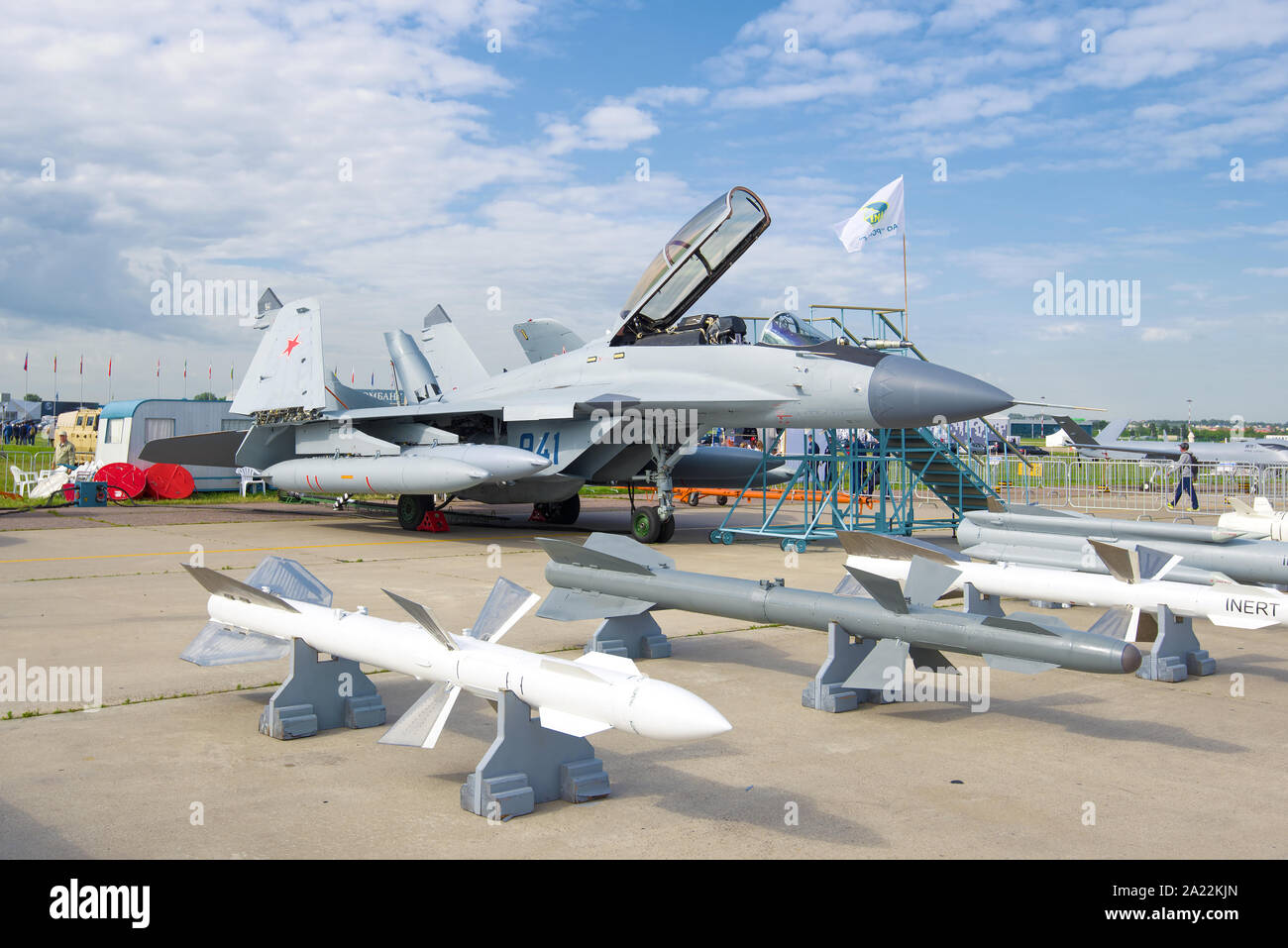ZHUKOVSKY, Rusia - Julio 20, 2017: el MiG-29K/KUB Federación multi-rol de combate carrier-based en el MAKS-2017 air show Foto de stock