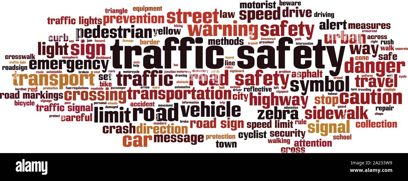 Traffic safety word concepto cloud. Collage hecho de palabras acerca de la seguridad del tráfico. Ilustración vectorial Ilustración del Vector