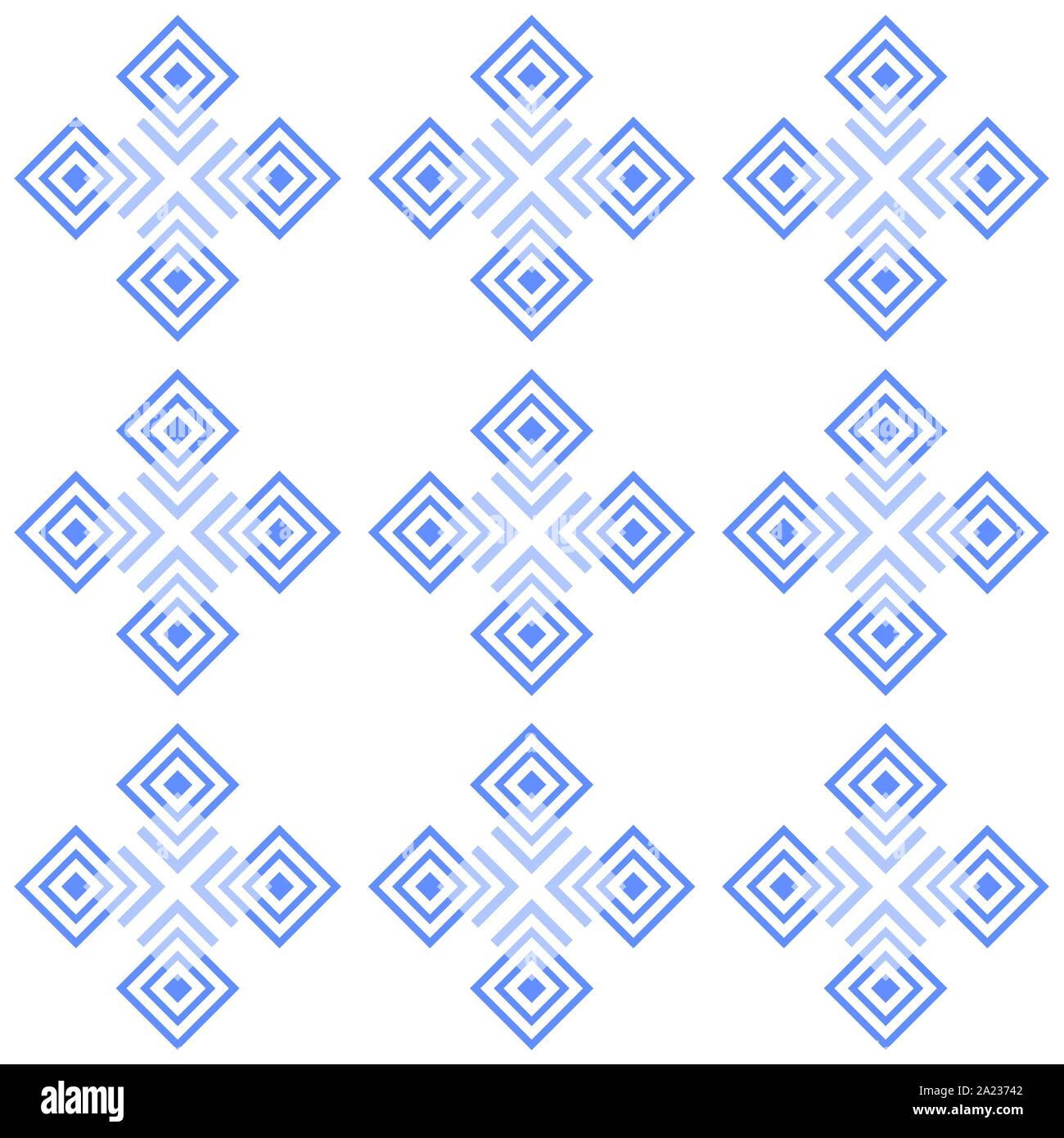 Combinación de forma redonda y cuadrada y figuras geométricas simétricas configuración imitando azulejos antiguos Ilustración del Vector
