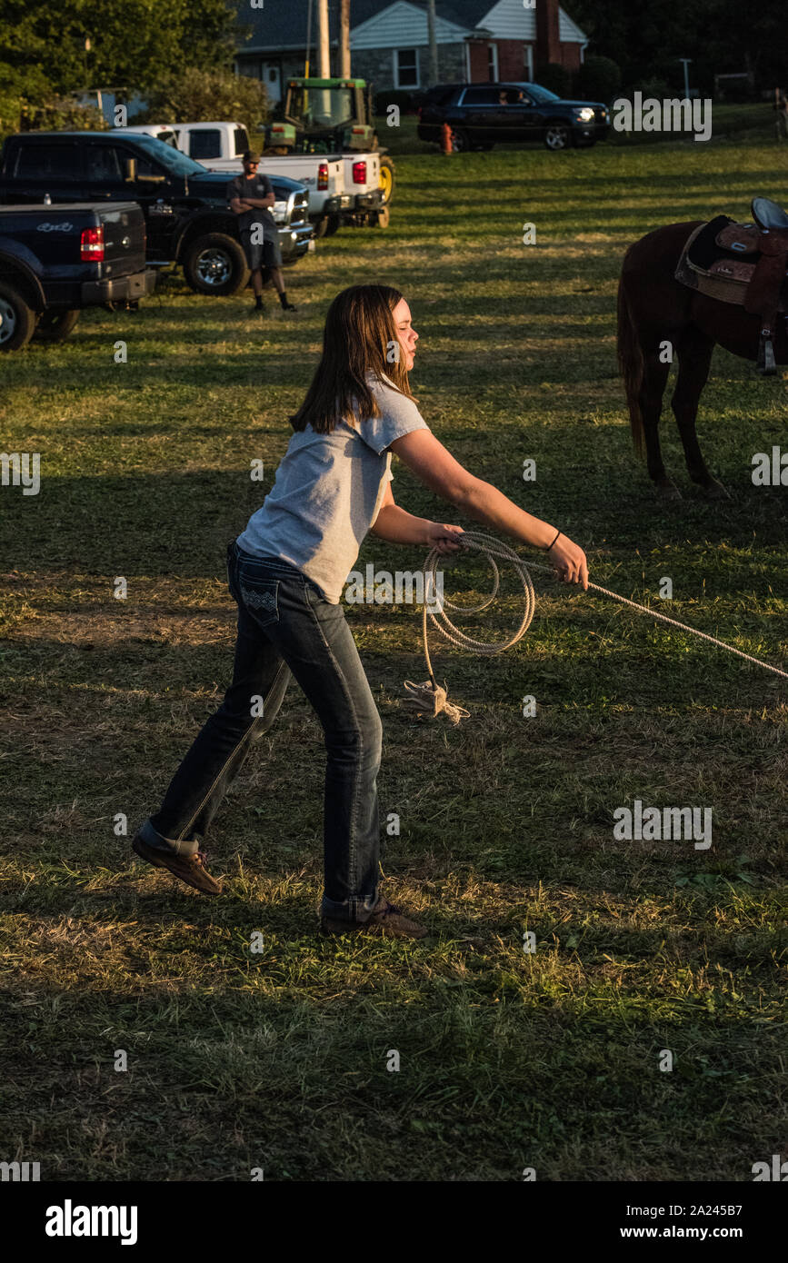 Feria País ternera roping contest. Foto de stock