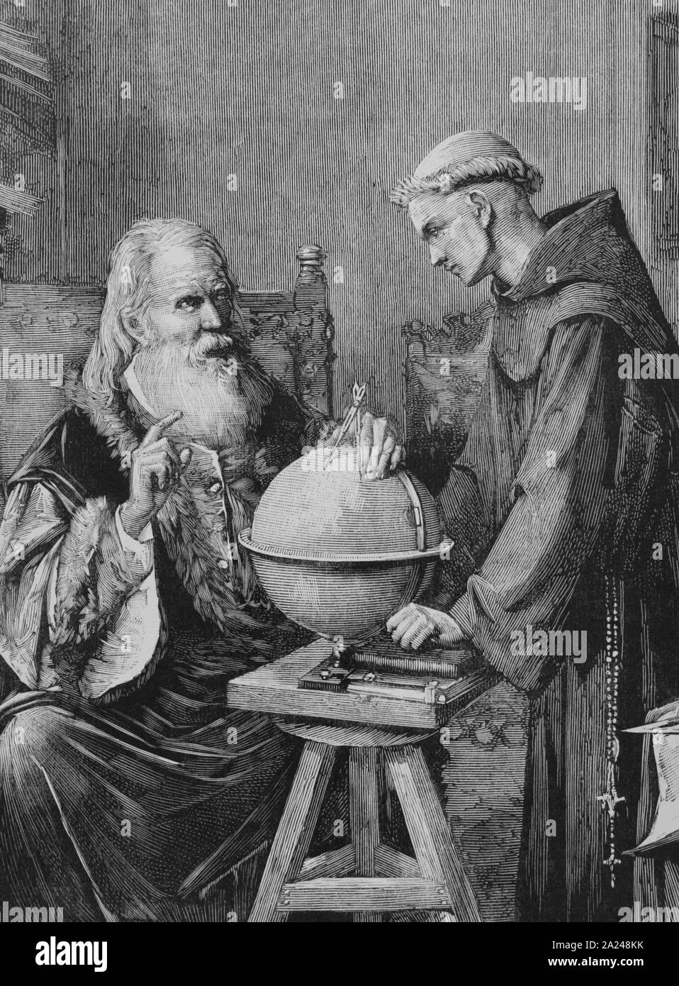 Galileo Galilei (1564-1642). Astronómo, filósofo, ingeniero, matemático y  físico italiano. Perfeccionó el telescopio y creó la primera ley del  movimiento. "Galileo en la Univerdidad de Padua demostrando las nuevas  teorías astronómicas". Grabado