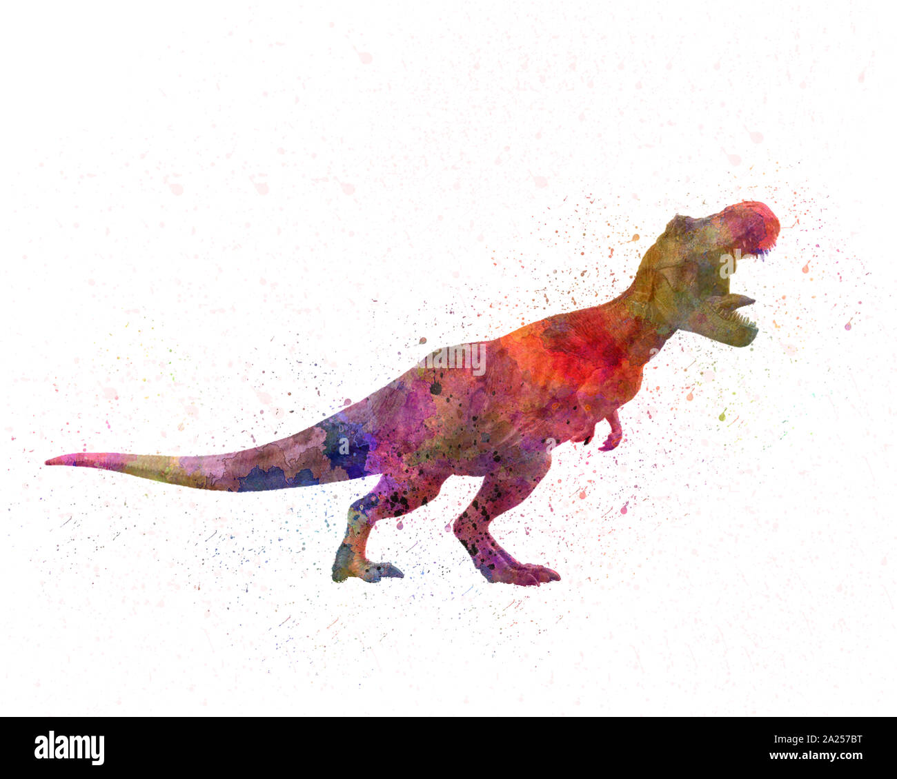 Tyrannosaurus rex dinosaurio en acuarela Foto de stock