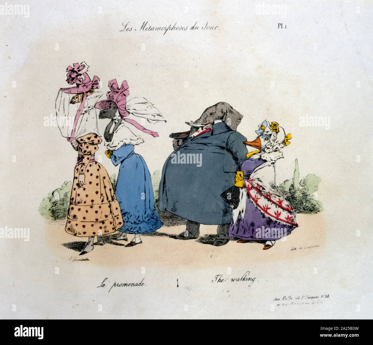 Jean-Ignace-Isidoro Gerard Grandville, 'Les Metamorphoses du jour" 1829.ilustración de una famosa serie de caricaturas políticas Foto de stock