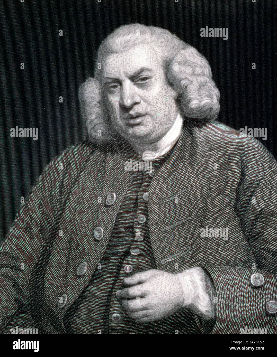 Samuel Johnson (1709 - 1784), escritor inglés que hizo contribuciones duraderas a la literatura inglesa como poeta, dramaturgo, ensayista, moralista, crítico literario, biógrafo, editor y lexicógrafo. Foto de stock