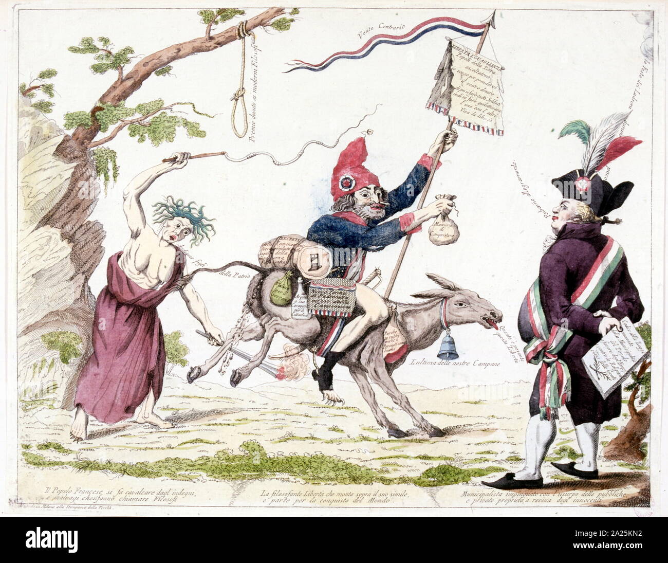 Ilustración satirising aspectos de la división de clases durante la Revolución Francesa de 1795 Foto de stock
