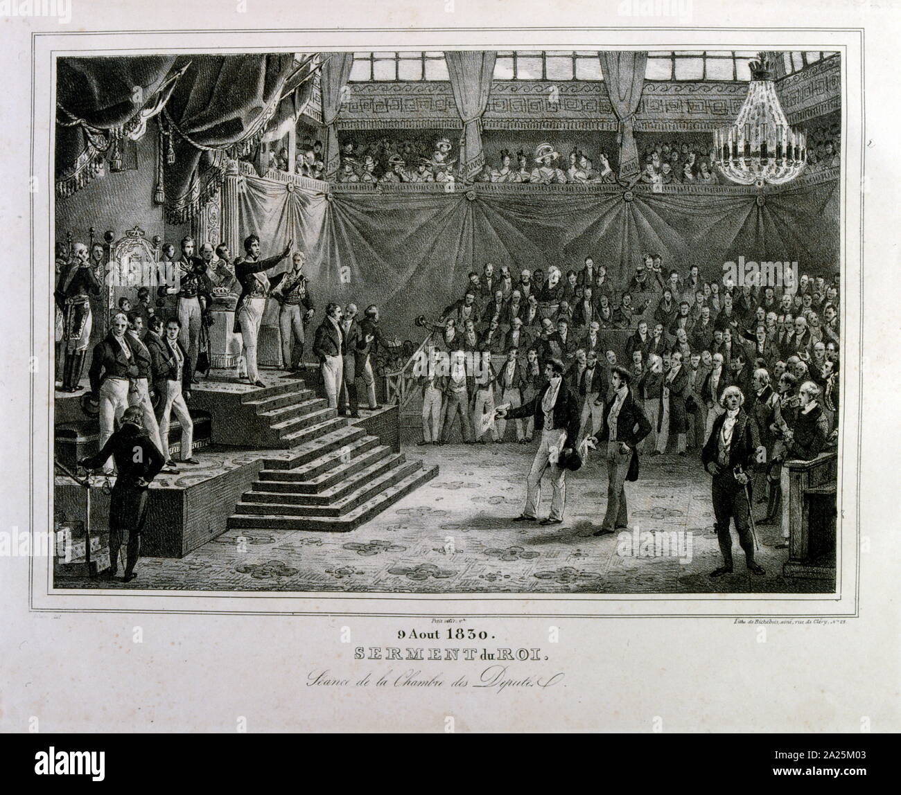 El 9 de agosto de 1830. Juramento del Rey. Período de sesiones de la Cámara  de Diputados. Louis Philippe I (6 de octubre de 1773 - 26 de agosto de  1850) era