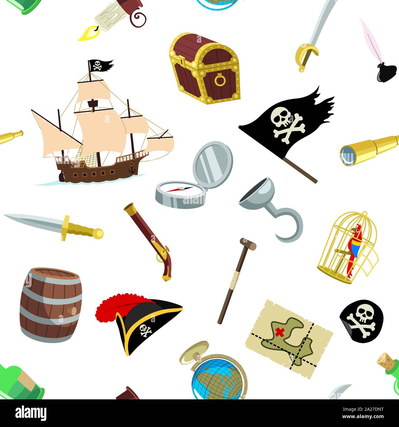 ilustración vectorial de accesorios piratas. conjunto vectorial de