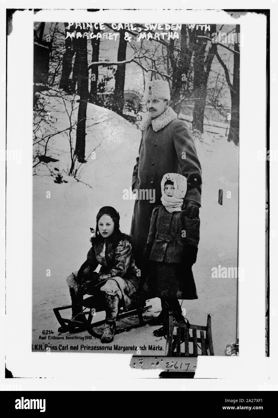 El príncipe Carl, Suecia con Margaret & Martha Foto de stock