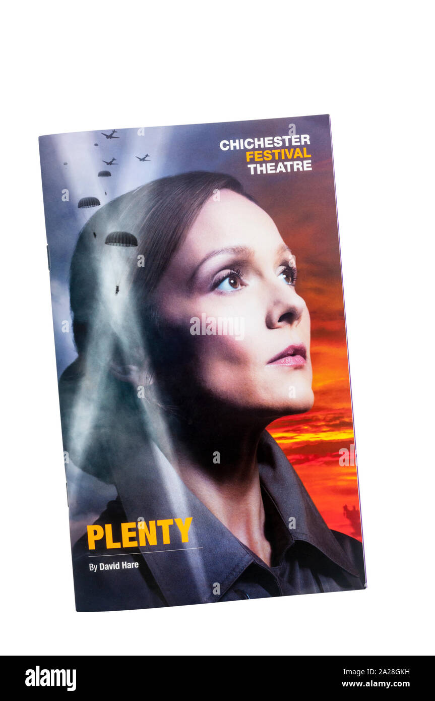 Programa de teatro para el 2019 la producción de la abundancia, de David Hare en el Chichester Festival Theatre. Foto de stock