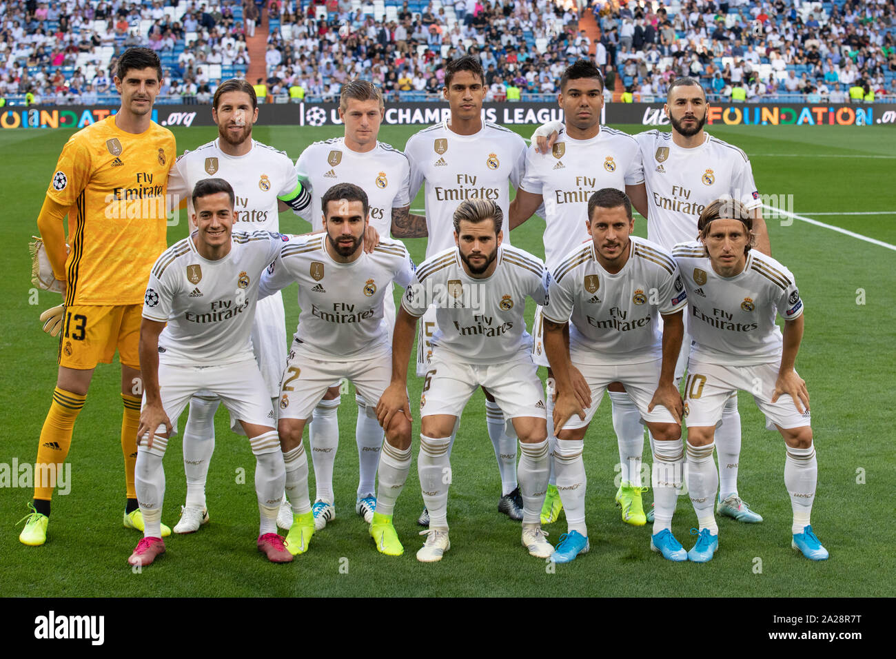 Madrid, España. 01 Oct, 2019. Equipo Real Madrid groupduring el partido Real  Madrid CF v Club Brujas , de la Liga de Campeones de la UEFA en 2019/2020,  temporada, FECHA 2. El