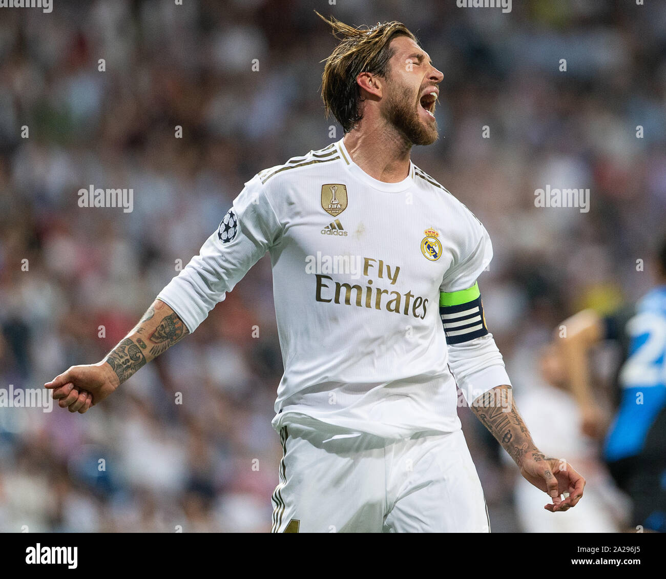 Madrid, España. 01 Oct, 2019. Sergio Ramos del Real Madridduring el partido  Real Madrid CF v Club Brujas , de la Liga de Campeones de la UEFA en 2019/ 2020, temporada, FECHA 2.