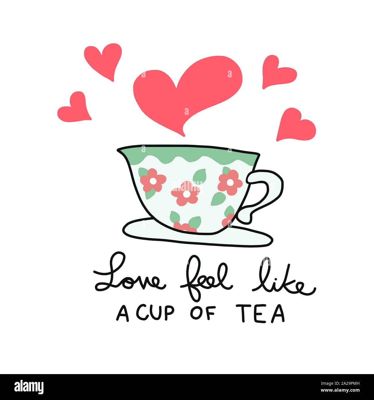 El amor se siente como una taza de té dibujo animado vector