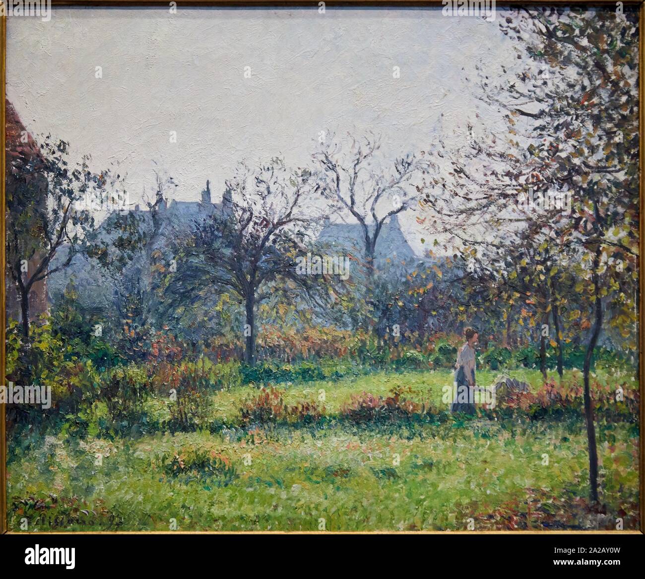 '''Matinée d'Automne, jardin d'Éragny'' dit aussi ''Femme dans onu verger'' de 1897, Camille Pissarro (1830-1903), Musée d'Orsay, París, Francia, Europa Foto de stock