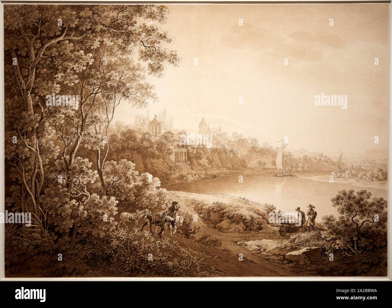 '''Paysage fluvio'', Adrian Zingg, 1734-1816, l'Allemagne romantique exposición, Dessins des musées de Weimar Petit Palais, Musée des Beaux Arts de Foto de stock