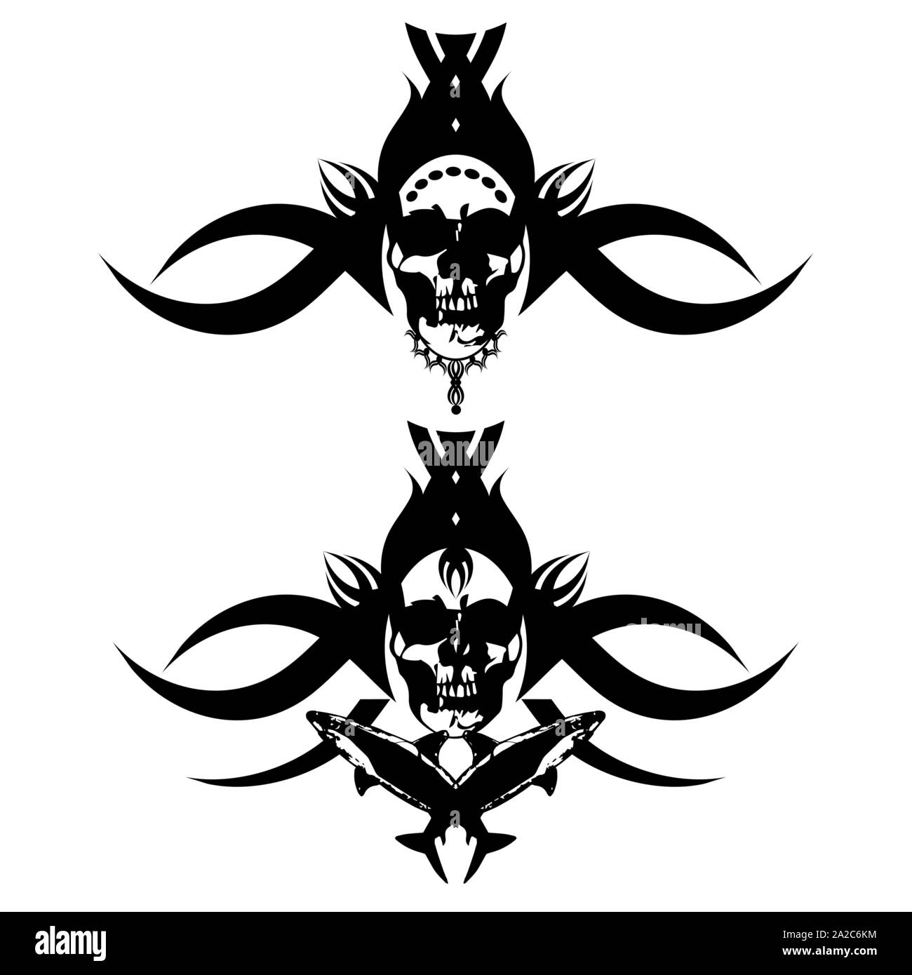 Viking diseño de tatuaje. Ilustración vectorial con tatuajes tribales  aislados en blanco Imagen Vector de stock - Alamy