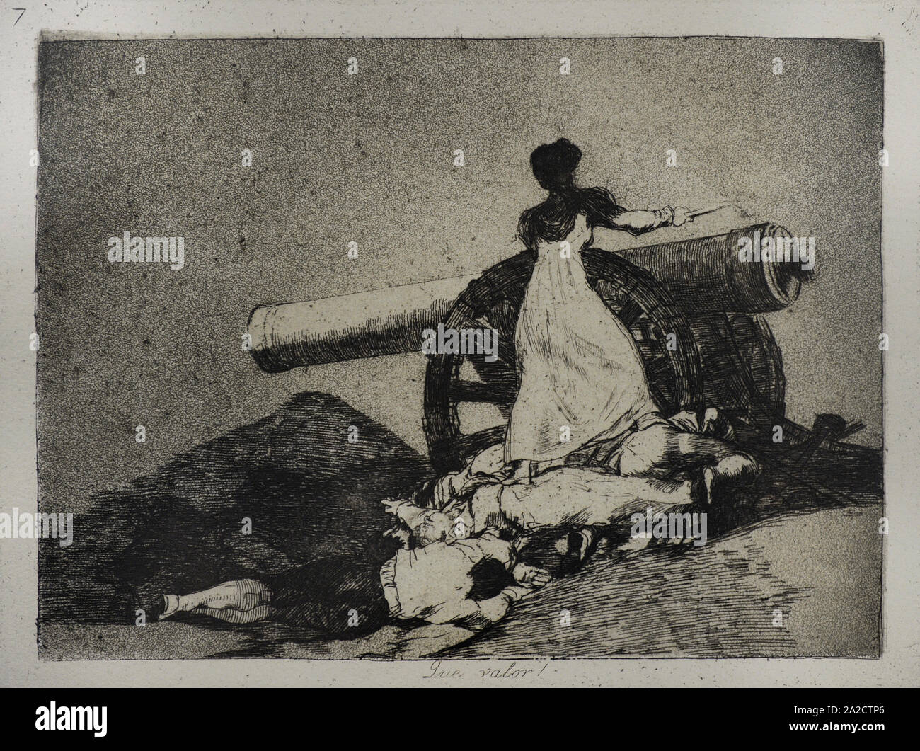 Francisco de Goya y Lucientes (1746-1828). Pintor español. Los desastres de la guerra. La placa (7). Qué coraje (qué valor). San Fernando, Real Academia de Bellas Artes de Madrid. España. Foto de stock