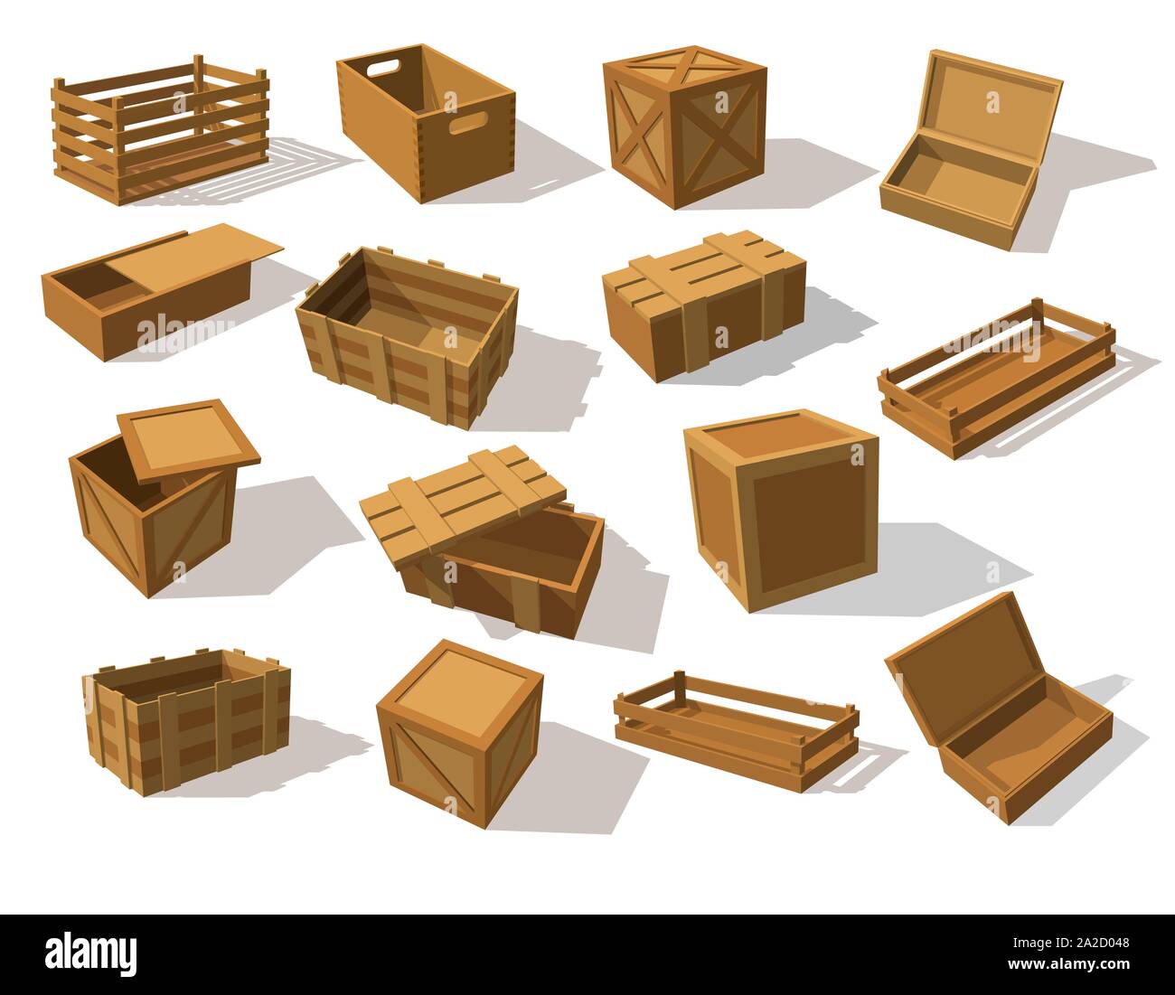 pastel Atrás, atrás, atrás parte Tipo delantero Embalajes de madera o cajas de madera para embalaje Imagen Vector de stock  - Alamy