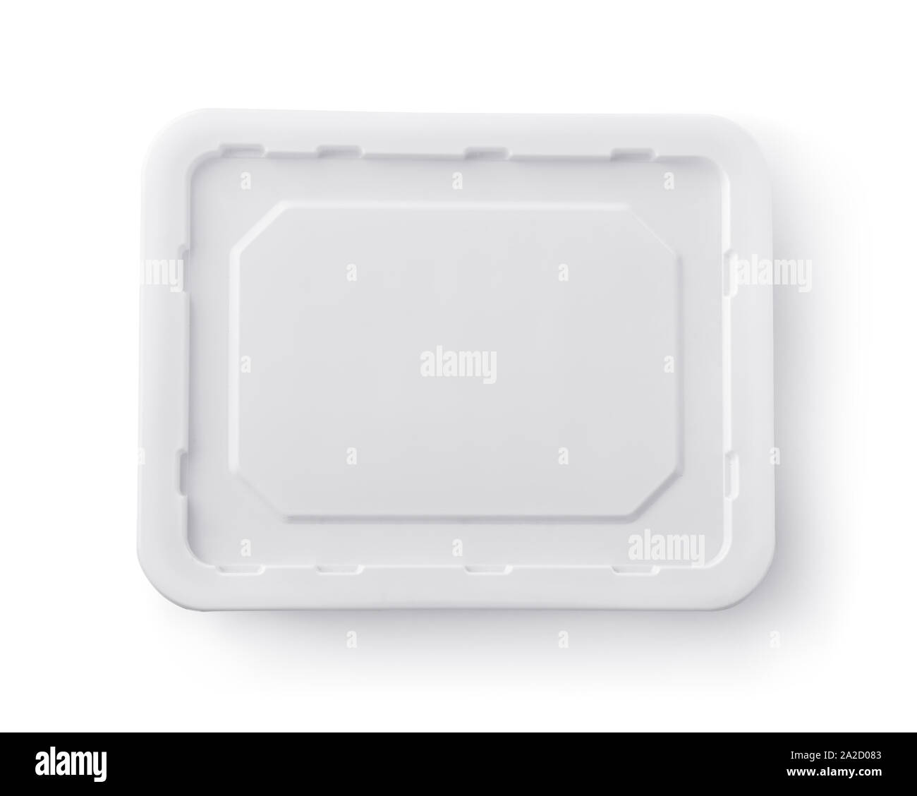Vista superior de la tapa de la caja de fideos instantáneos en blanco aislado en blanco Foto de stock