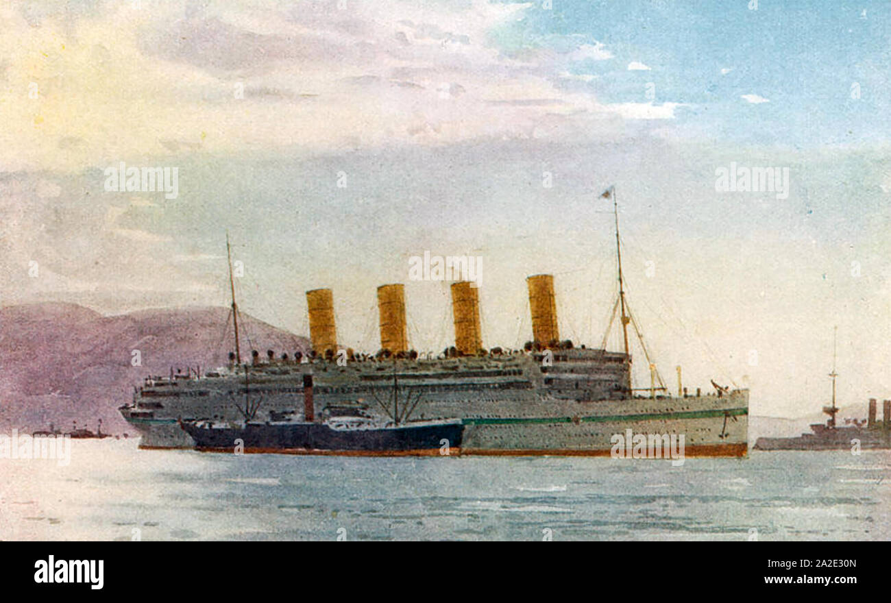 RMS AQUITANIA, trasatlántico de Cunard Line en 1915 Foto de stock