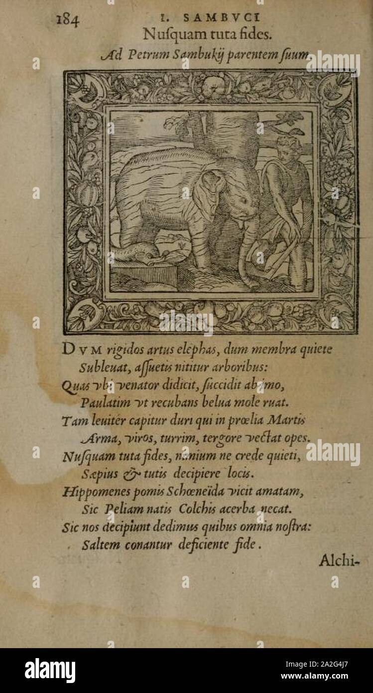 Emblemata cvm aliqvot nvmmis antiqvi operis (1564) (184). Foto de stock