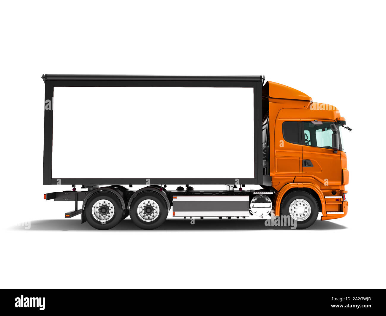 Naranja moderno con un camión trailer blanco para el transporte de  mercancías desde el lado de 3D Render sobre un fondo blanco con una sombra  Fotografía de stock - Alamy