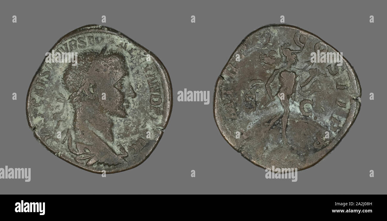 Sestertius (COIN) retratando el Emperador Septimio Severo Alejandro, AD 266, Romano, acuñadas en Roma, el Imperio Romano, bronce, diam. 3,1 cm, 21.70 g Foto de stock