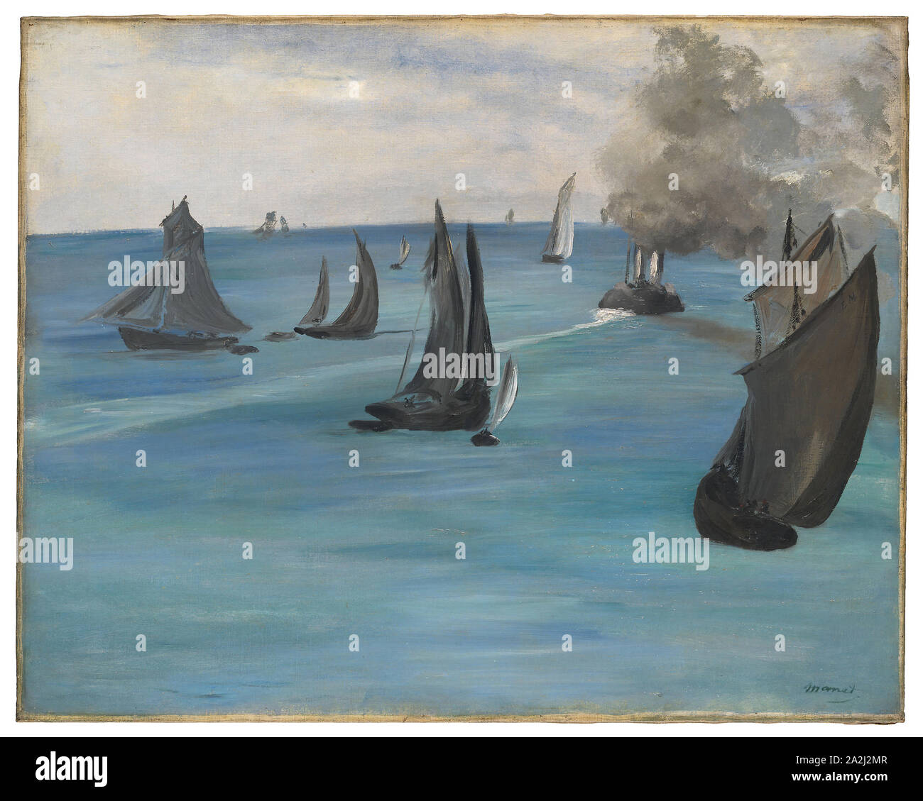 Vista al mar, tiempo sereno (Vue de mer, temps calme) de 1864, Édouard Manet, Francés, 1832-1883, Francia, óleo sobre lienzo, 29 x 36 1/2 pulg. (73,6 × 92,6 cm Foto de stock