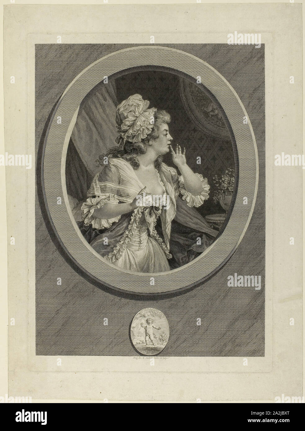Al menos ser discreto, 1789, Agustín de Saint-Aubin, Francés, 1736-1807, Francia, aguafuerte y grabado de Ivory sentado el papel, 337 × 246 mm (imagen), 365 × 264 mm (placa), 426 × 318 mm (hoja Foto de stock