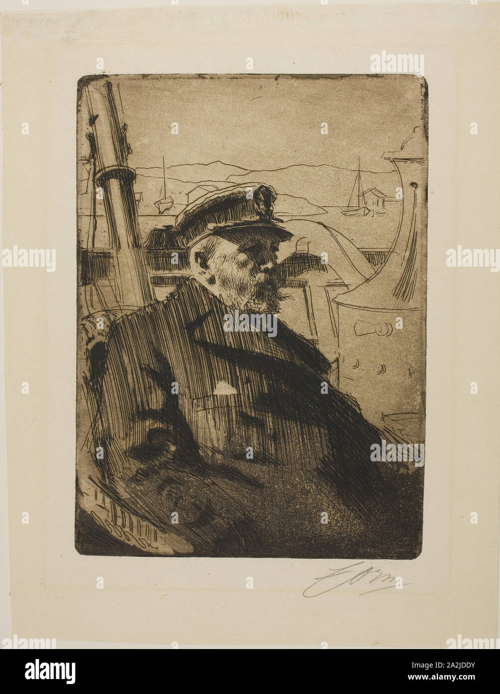 El rey Oscar II (segundo plato), de 1898, Anders Zorn, Sueco, 1860-1920, Suecia, Aguafuerte sobre papel establecido de marfil, 247 x 179 mm (imagen/placa), 327 x 254 mm (hoja Foto de stock