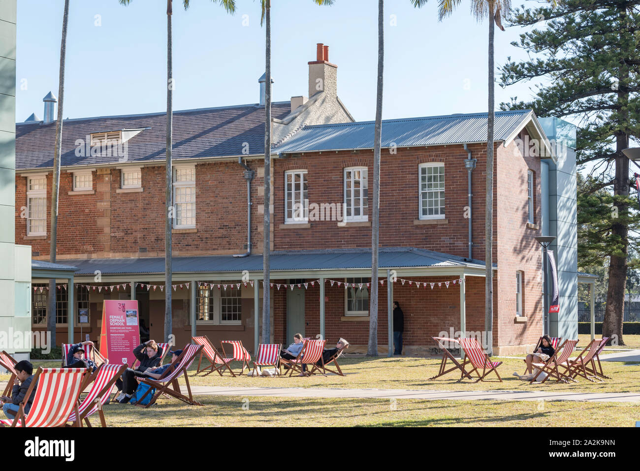 Edificios históricos restaurados en la Parramatta campus sur de la Universidad de Western Sydney (WSU o UWS) en Australia Foto de stock