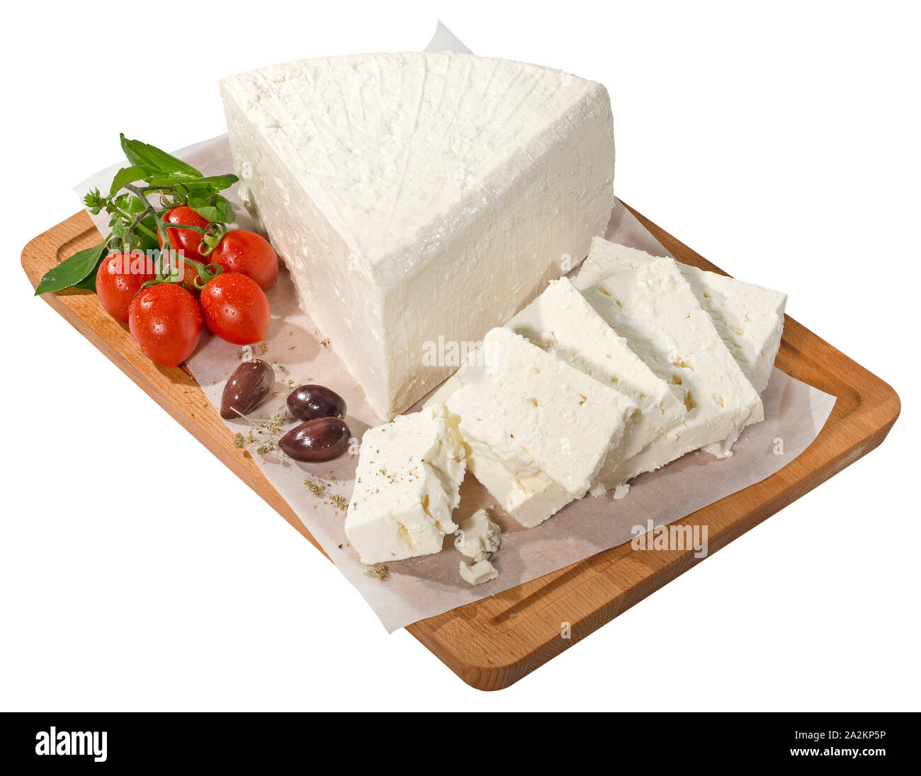 El queso feta(+Trazado de recorte) Foto de stock