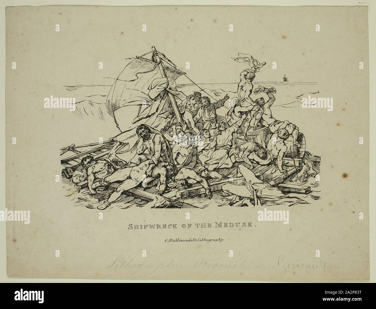 Nicolas-Toussaint Charlet, Francés, 1792-1845, Théodore Géricault, Francés, 1791-1824, el naufragio de la Meduse, 1820 Litografía impreso en tinta negra sobre papel, tejió Imagen: 3 7/8 x 6 1/4 pulgadas (9,8 × 15,9 cm Foto de stock