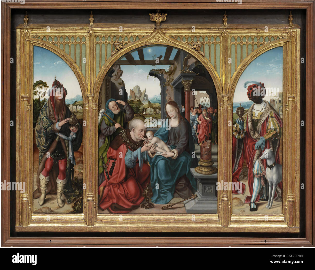 Joos van der Beke van Cleve, Netherlandish, ca. 1485-entre 1540 y 1541, la adoración de los Magos, ca. 1525, óleo sobre panel de roble, el panel central: 35 × 25 1/2 pulgadas (88,9 × 64,8 cm Foto de stock