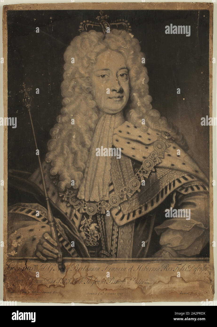 John Simon, inglés, 1675-1751, el Rey Jorge II de Inglaterra, entre 1675 y 1751, Hoja: 14 1/8 x 10 pulgadas (35,9 × 25,4 cm Foto de stock