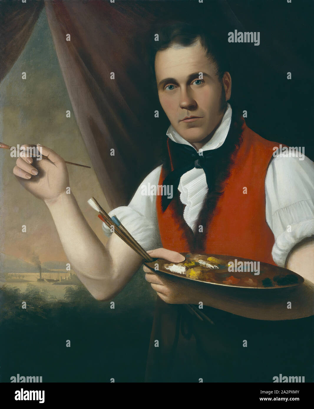 Francisco Matte, canadiense, 1809-1839, Autorretrato, del siglo xix, óleo sobre lienzo, sin enmarcar: 31 1/4 x 25 1/2 pulgadas (79,4 × 64,8 cm Foto de stock
