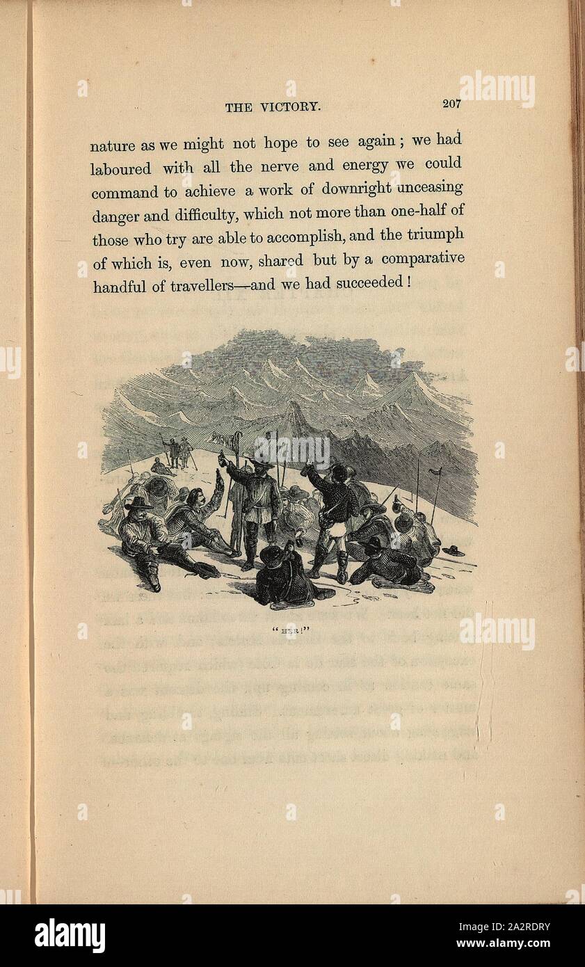 Ella!, Mountaineer en Mont Blanc, pág. 207, 1853, Albert Smith; La historia del Mont Blanc; Londres: Bogue, 1853 Foto de stock