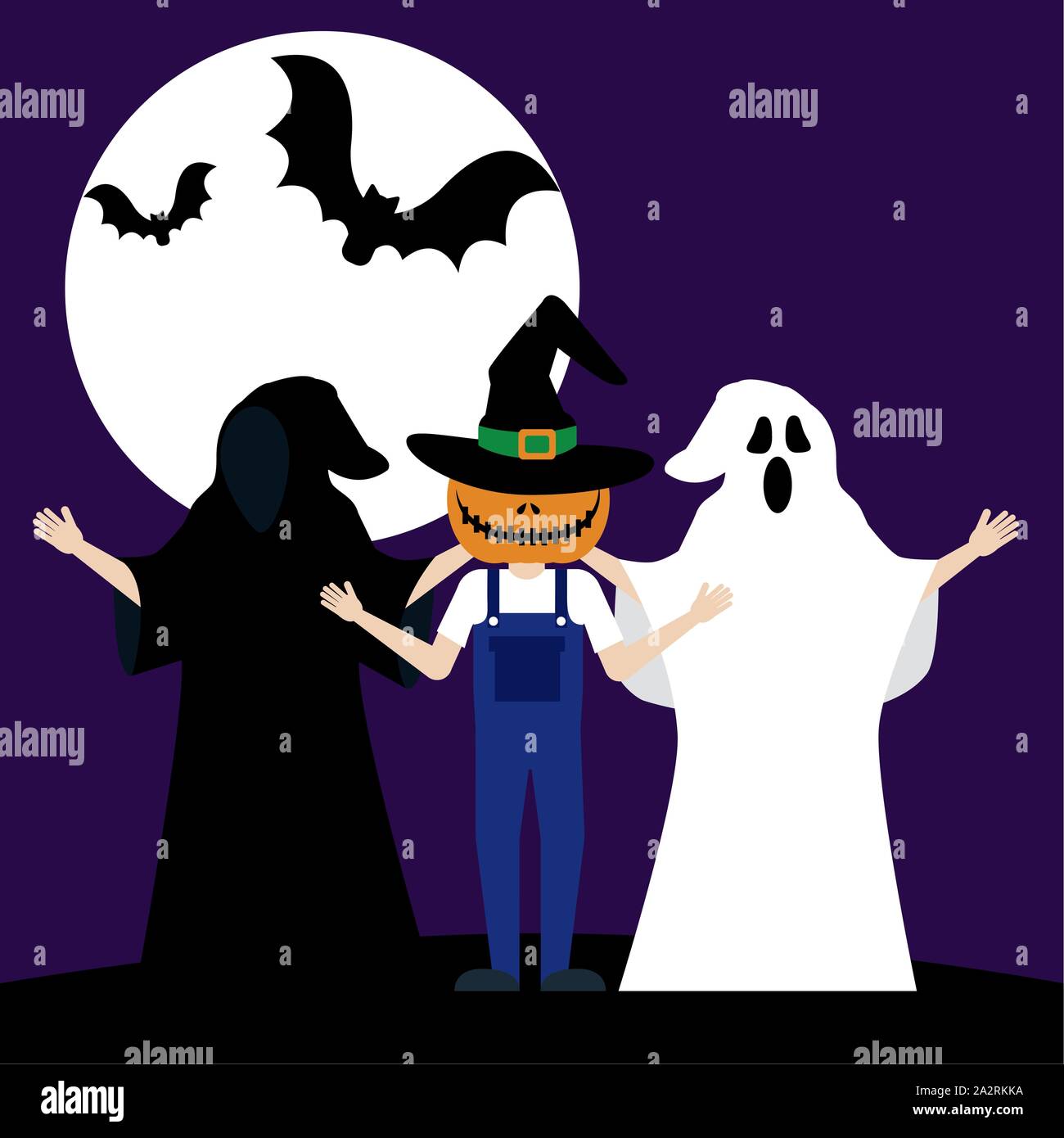 Halloween jóvenes hombres disfrazados de carácter avatar Imagen Vector de  stock - Alamy