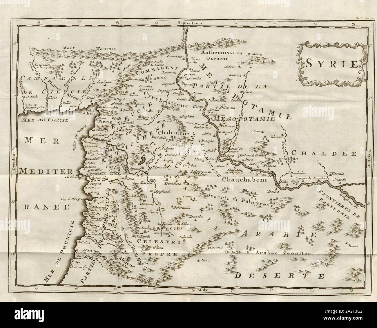 Siria, Mapa de Siria, taf. 6, pág. 220, Histoire universelle depuis le comienzo du monde jusqu'à présent, traduite de l'anglois. T. 15. Amsterdam, Leipzig: chez Arkstée et Merkus, MDCCLX Foto de stock