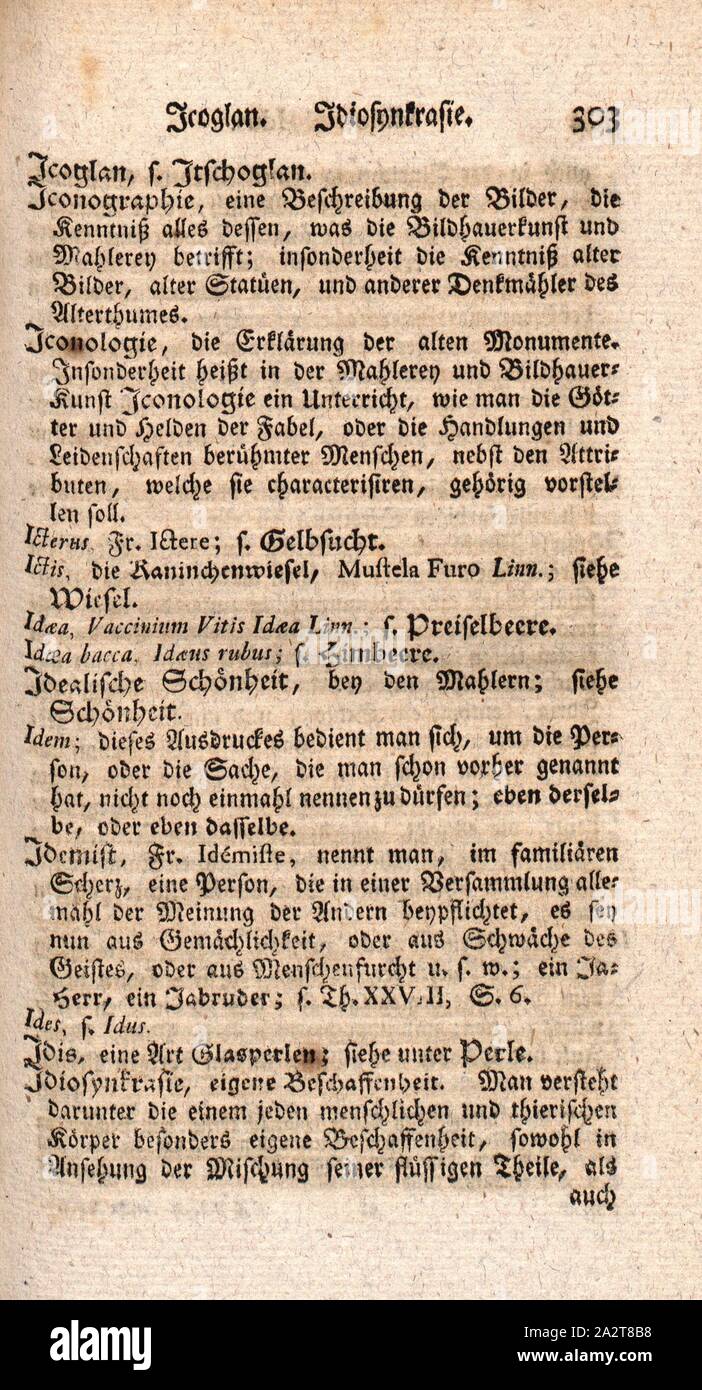 La página de 'Dr. Johann Georg Krünitz Economical-Encyclopaedia del ... ' Jcoglan - Jdiosyncrasy, p. 303, Johann Georg Krünitz 1773, Karl-Heinz Manegold (Hg.); Wilhelm Treue (Hg.): Dr. Johann Georg Krünitz's Oekonomisch-technologische Encyklopädie, oder Allgemeines System der Staats-, Stadt-, Haus- und Landwirthschaft und der Kunstgeschichte [...]. Bd. 29. Berlín: Pauli, 1773 Foto de stock