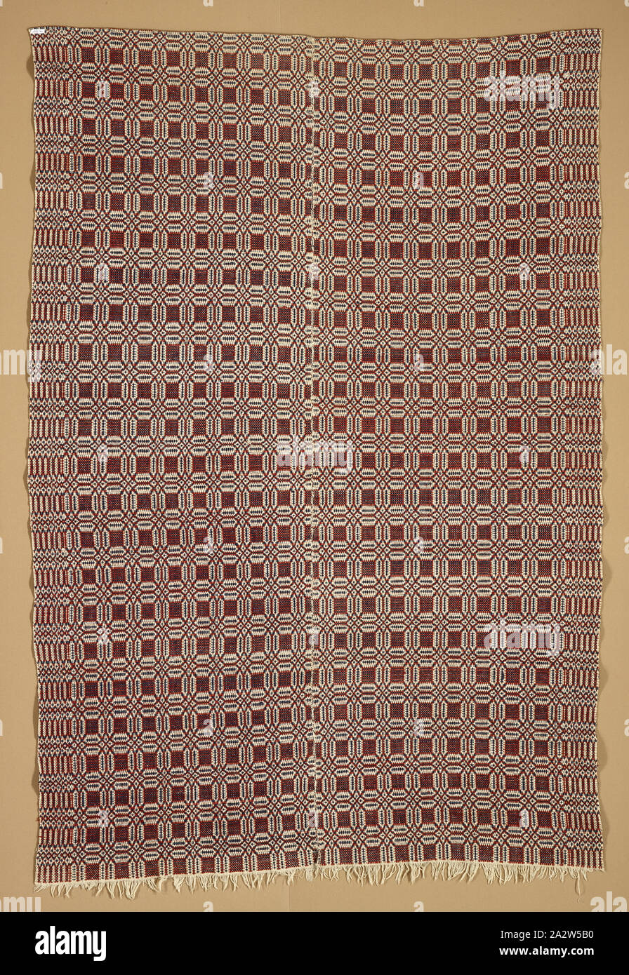 La cama cubierta (excedida coverlet, 1800-1850), desconocida, el algodón y la lana, 95 x 63 in. (Sin margen) de 97 x 63 in. (Con flequillo), American, Textil y Moda artes Foto de stock