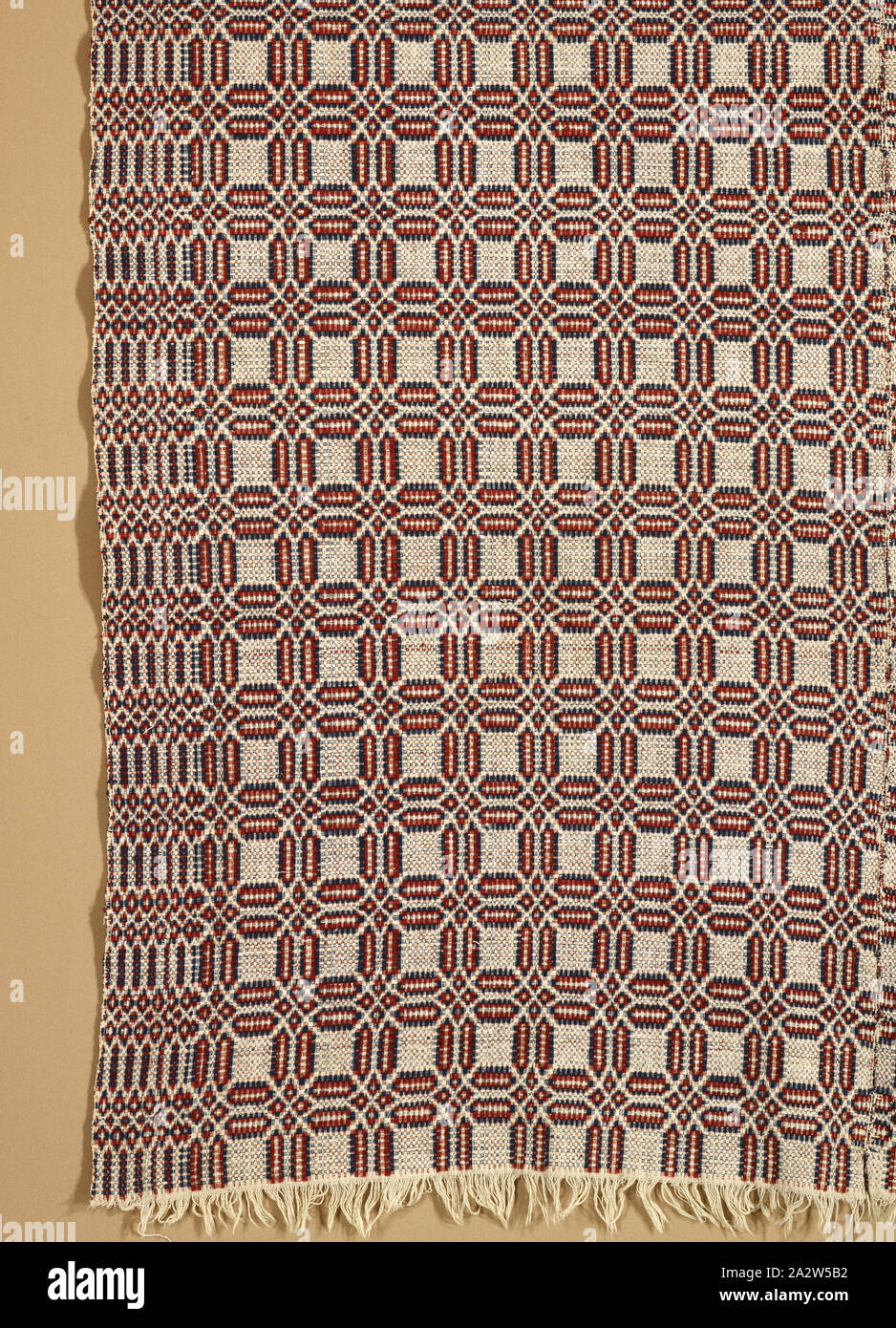 La cama cubierta (excedida coverlet, 1800-1850), desconocida, el algodón y la lana, 95 x 63 in. (Sin margen) de 97 x 63 in. (Con flequillo), American, Textil y Moda artes Foto de stock
