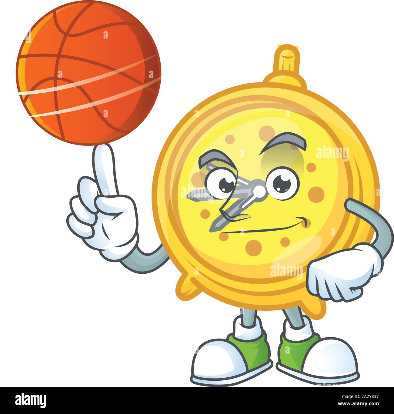 Despertador de diseño con el baloncesto en el personaje de dibujos animados  Imagen Vector de stock - Alamy