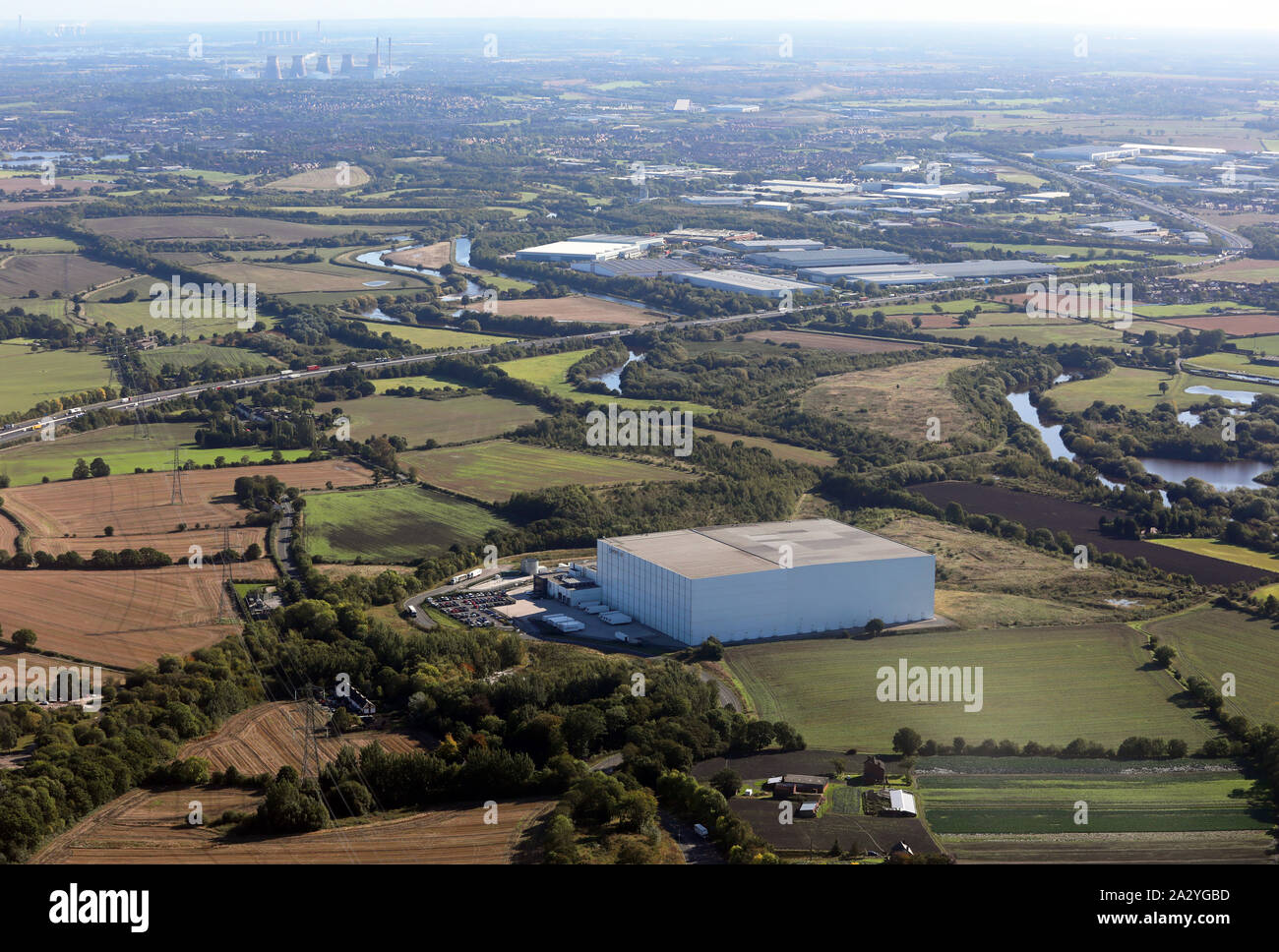 Vista aérea de la A555, Carretera de Socorro del aeropuerto de Manchester Foto de stock
