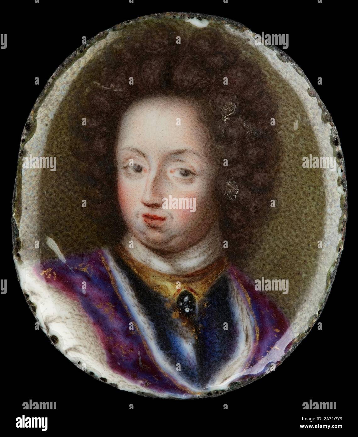 Erik Utterhielm - Miniatura retrato de Carlos XI, Rey de Suecia - 1660-1697 Foto de stock