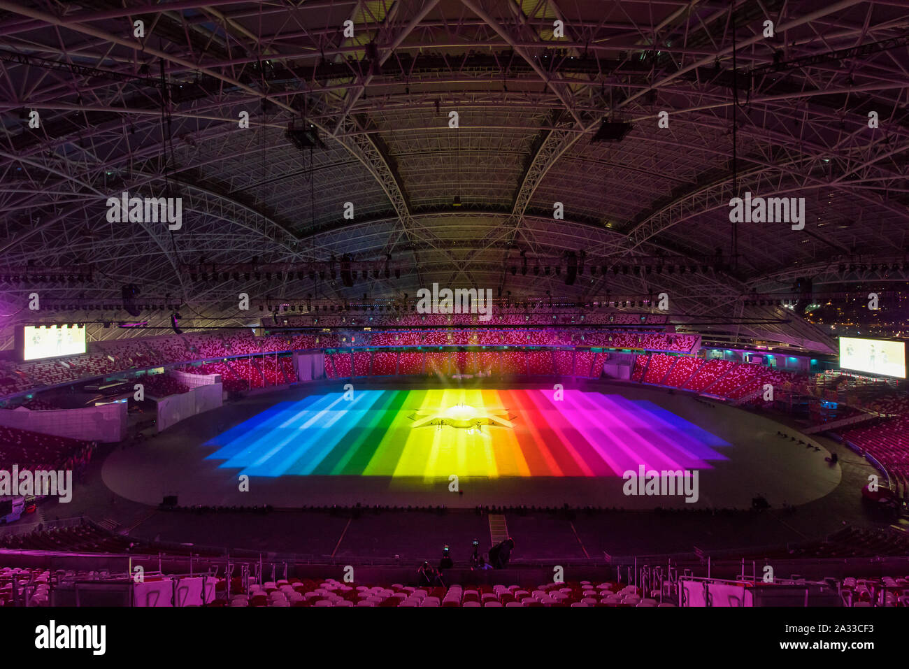 Singapur, 29 de mayo de 2015: ensayo en el Singapore Sports Hub para los Juegos del Sudeste de Asia. Foto de stock