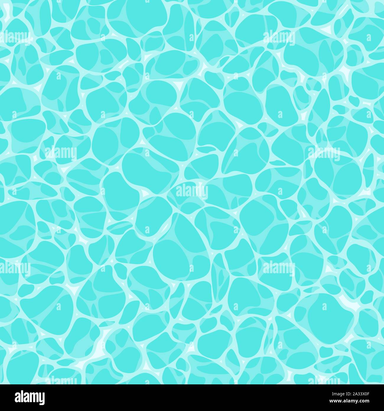 Superficie de agua turquesa de fondo sin fisuras, mar, océano y piscina con rizo y el reflejo del sol de vista superior en estilo plano Ilustración del Vector