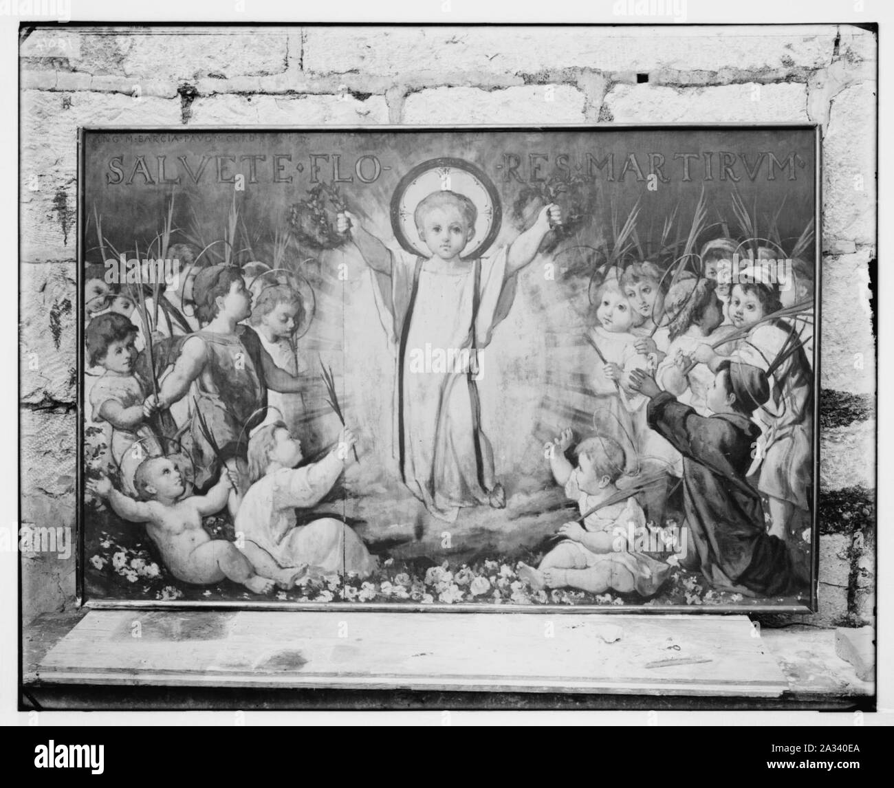 Famosas pinturas religiosas. niño Cristo martirizado gratificante inocentes Belén, en la Iglesia de la Natividad de stock - Alamy
